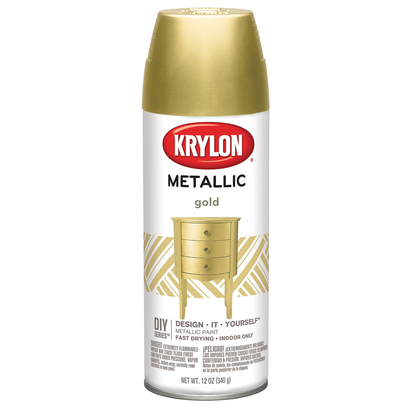 Krylon Metallic Gold Spray Paint 12 Ounce Fast Drying Brilliant Finish
