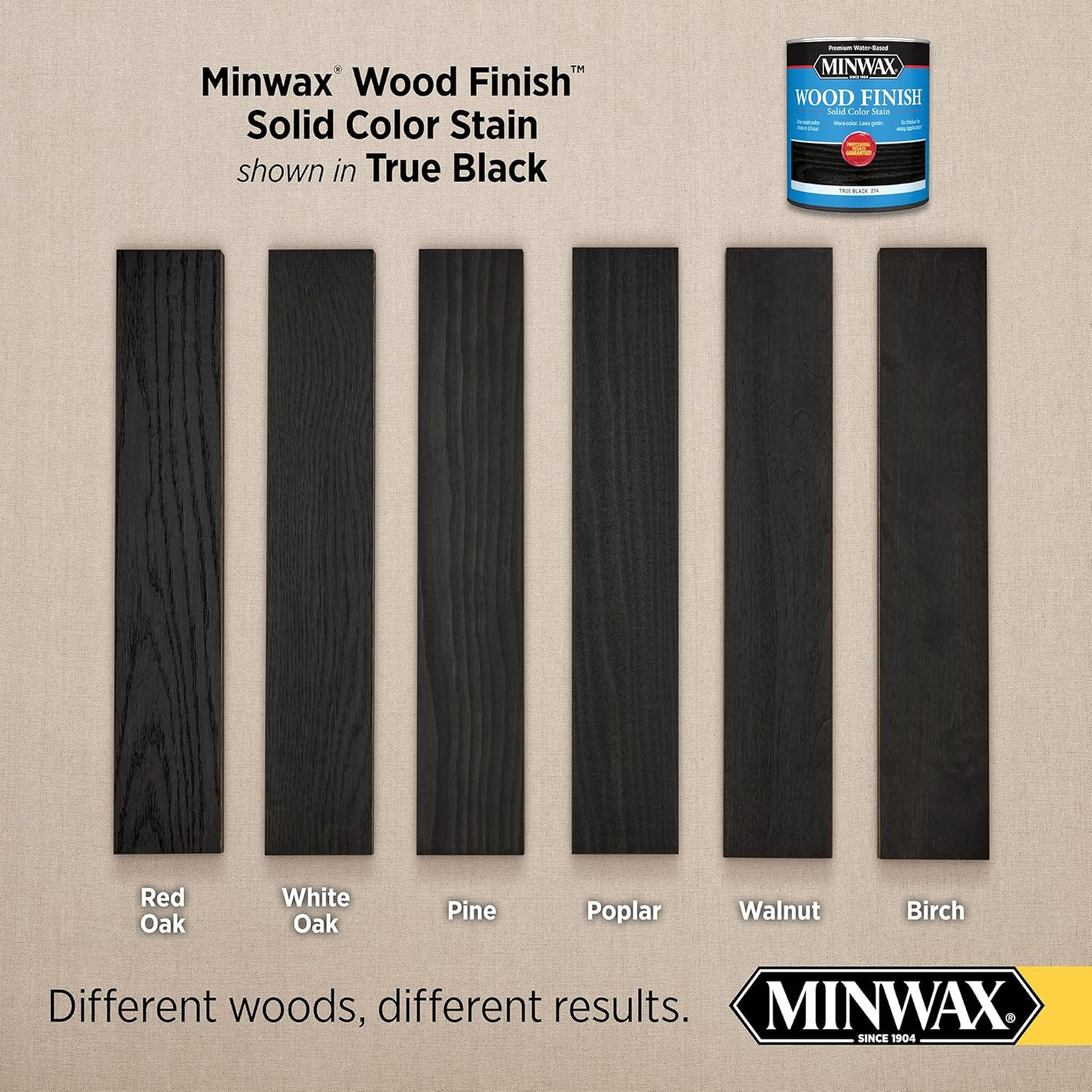 Wood Finish Water-Based Solid Color Wood Stain, True Black, 1 Quart