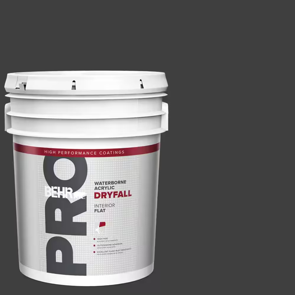 5 Gal. Black Flat Waterborne Acrylic Dryfall Interior Paint