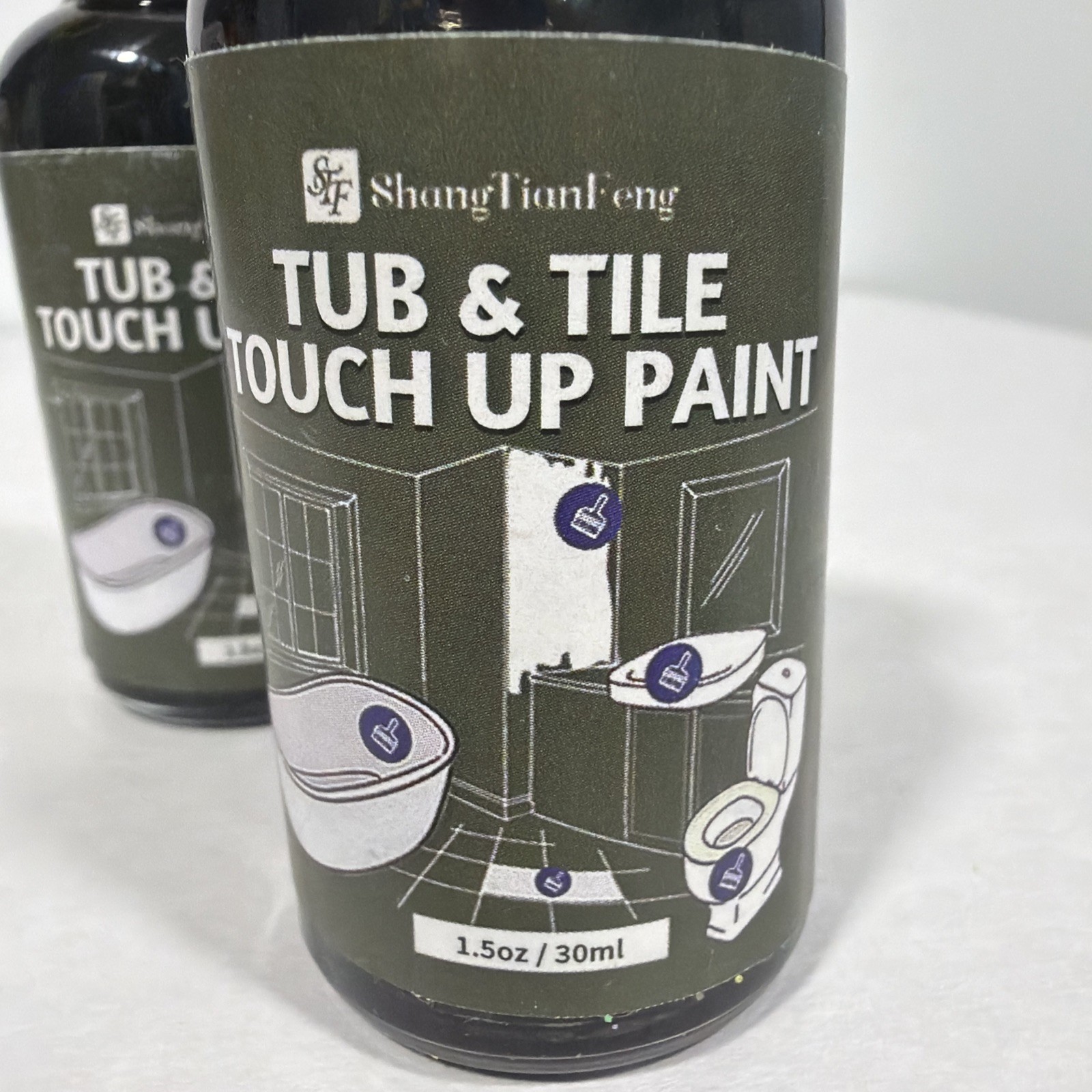2 pack ShangTianFeng Tub & Tile Touch Up Paint – 1.5 oz (30ml) each