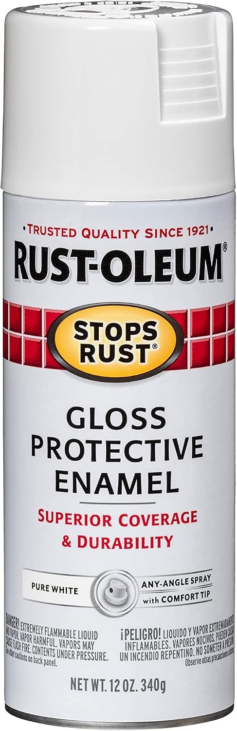 Rust-Oleum 250702 Stops Rust Spray 12 Ounce (Pack of 1), Gloss Pure White