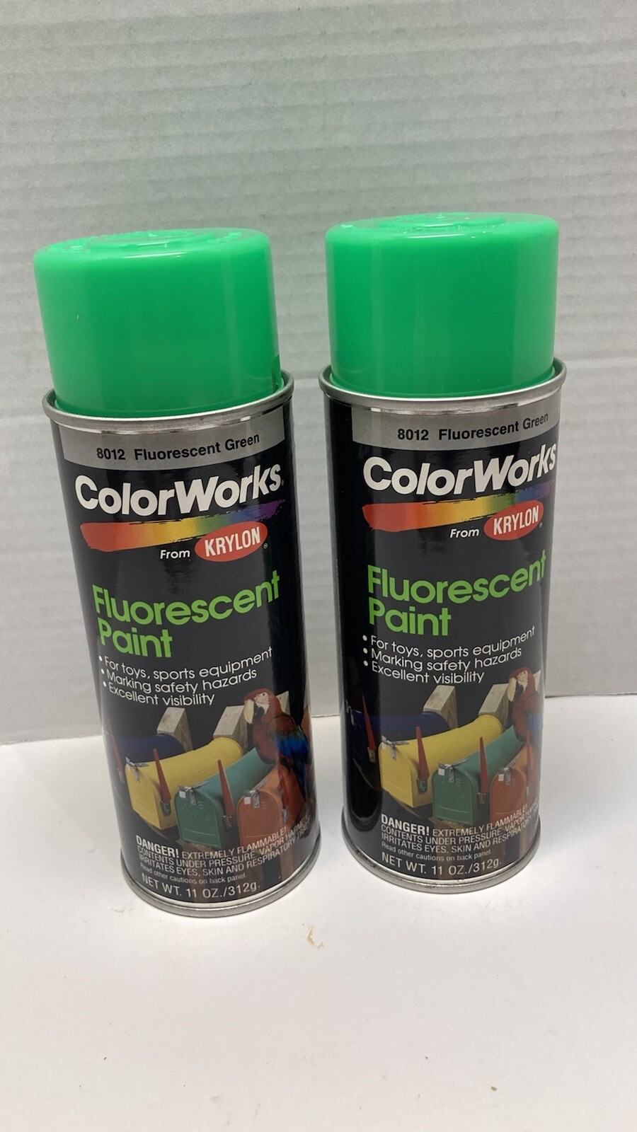 Vintage Krylon ColorWorks 8012 Fluorescent Green￼ Paper Spray Can. *COLLECTORS*