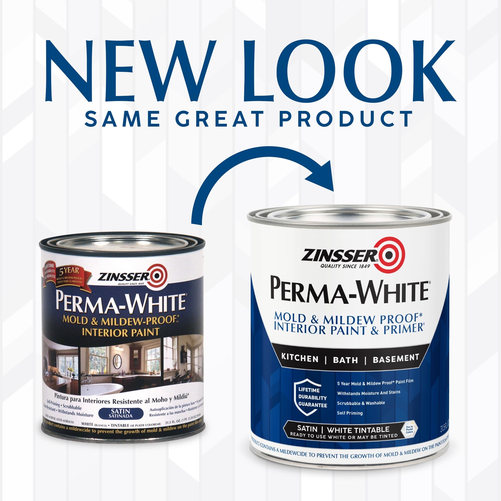 Zinsser Perma White Satin Interior Paint 32 Fl Oz Washable Mold Mildew Proof