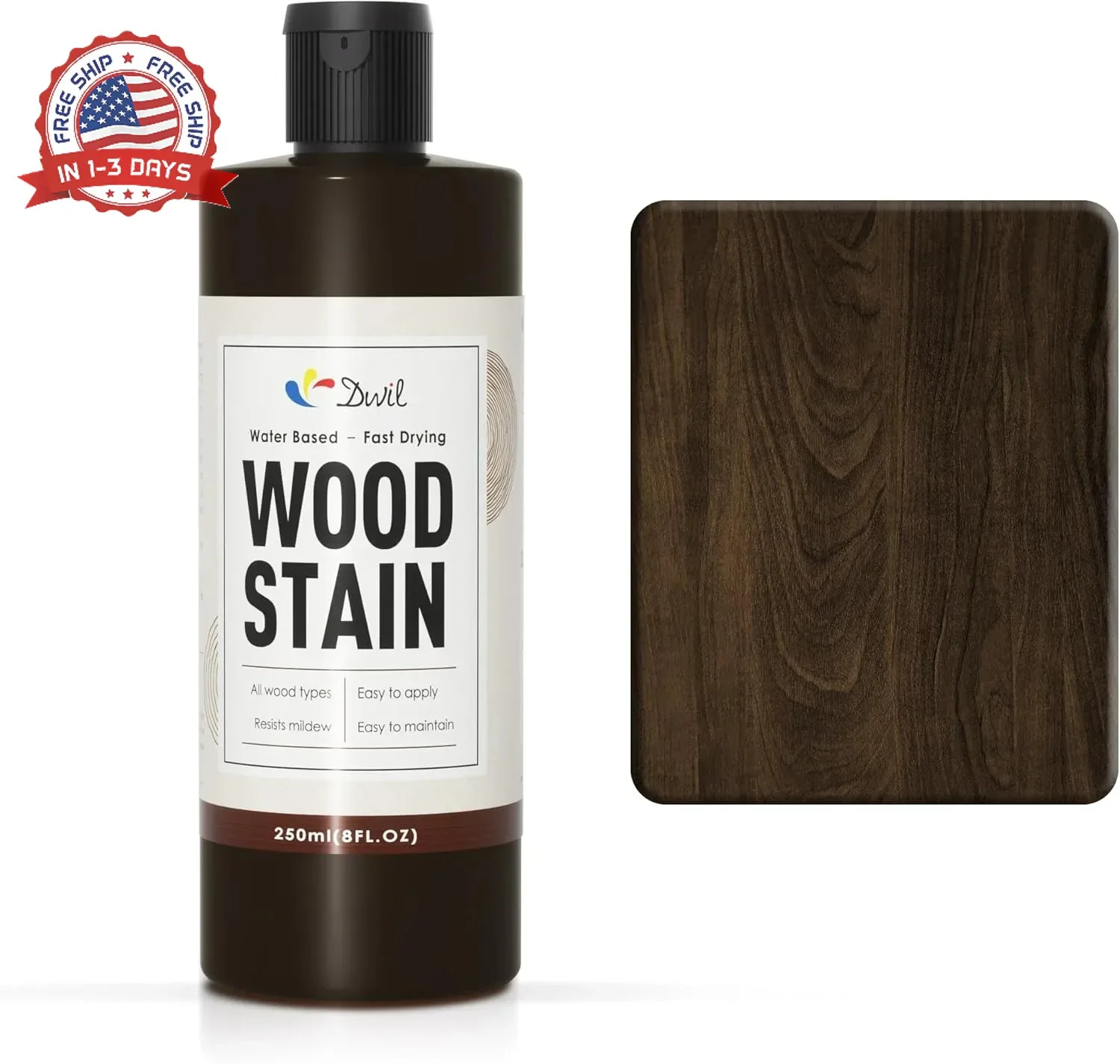 Heavy-Duty Water Based Wood Stain Black Walnut 8.5oz for Furniture