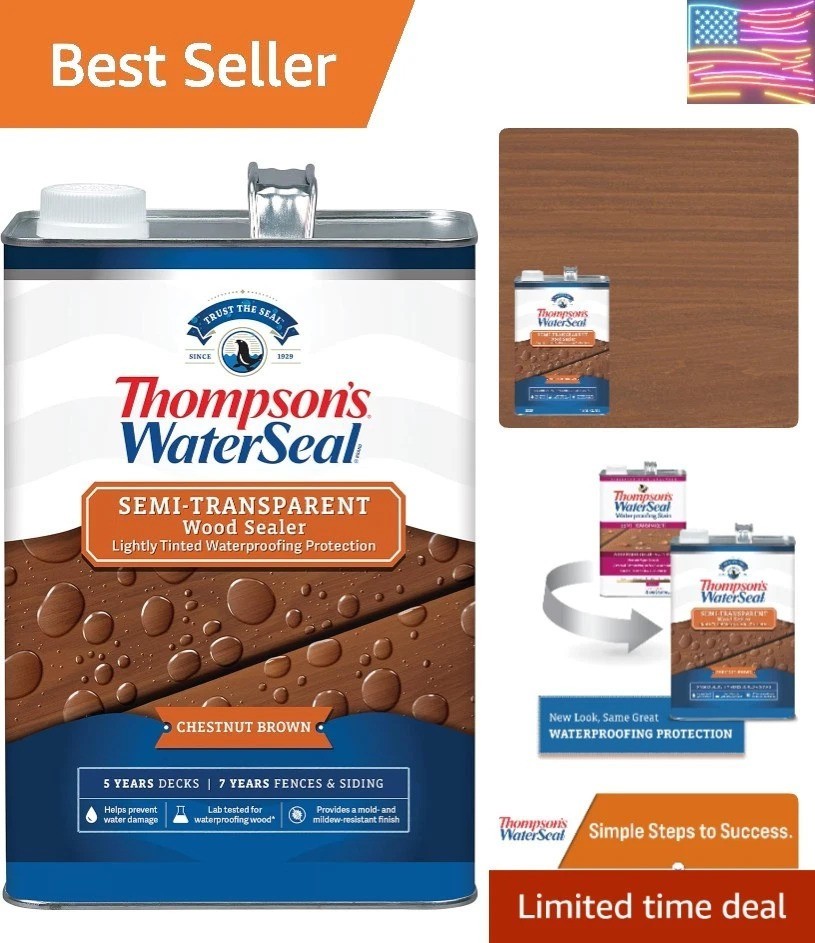 Semi-Transparent Waterproofing Wood Stain and Sealer, Chestnut Brown, 1 Gallon