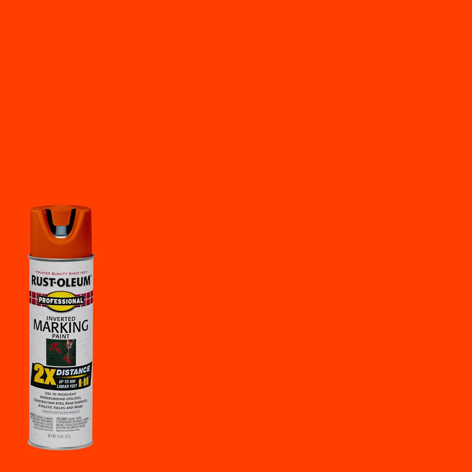 Rust-Oleum 266590 Professional 2X Distance Inverted Marking Spray Paint, 15 Oz,