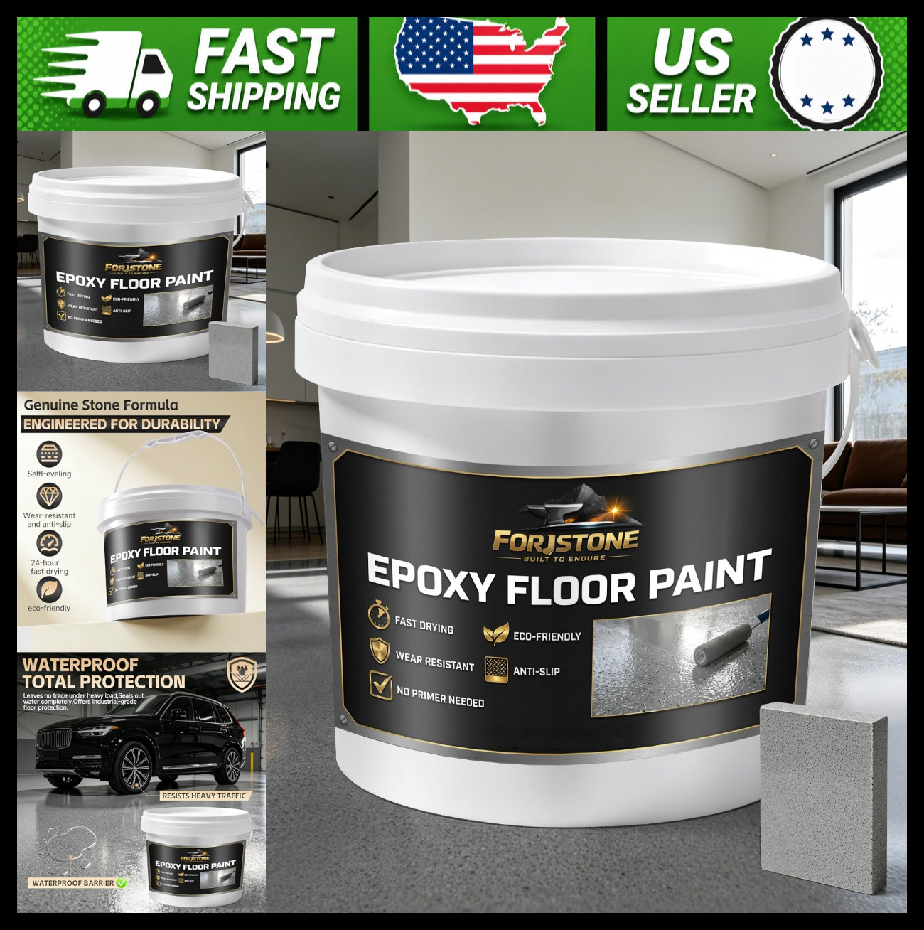 Epoxy Colored Sand Floor Paint Self-Leveling Concrete Kit 5 kg