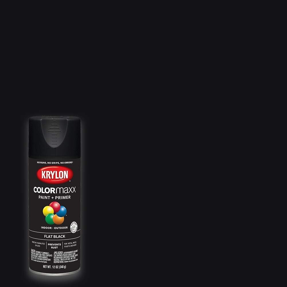 Krylon COLORmaxx ✨ Flat Black ✨ Spray Paint 12 oz Paint & Primer Fast Dry 5546