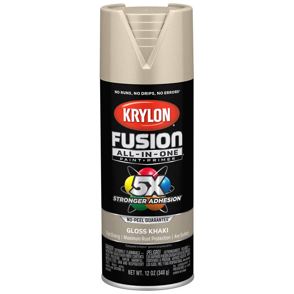 KRYLON K02713007 Spray Paint,Khaki,Gloss,12 oz. 55EG69