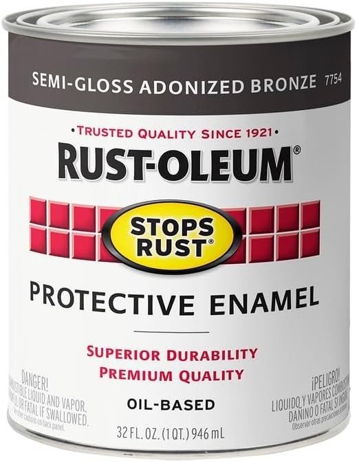 Rust-Oleum 7754502-2PK Stops Rust Brush On Paint, Quart, Semi-Gloss Anodized Bro