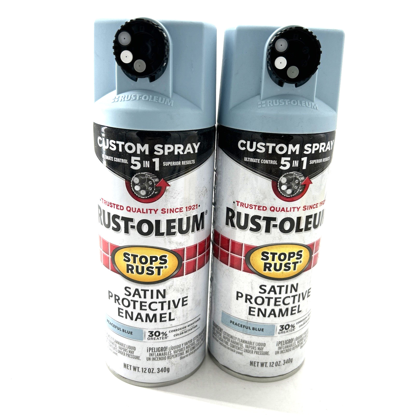 Rust-Oleum 12 Oz Spray 5 & 1 Satin Spray Paint Peaceful Blue Lot Of 2