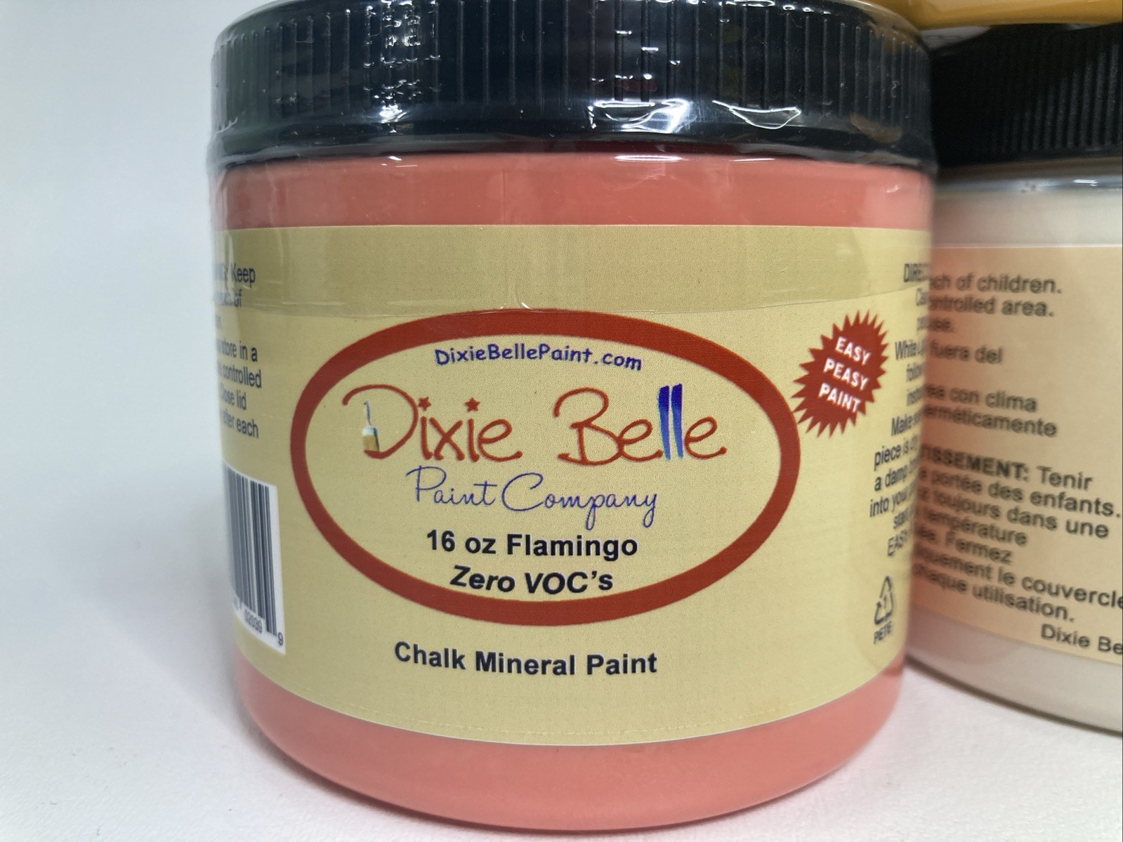 New Dixie Belle Chalk Mineral Paint, Matte USA – 8oz Mustard 16oz Cloth Flamingo