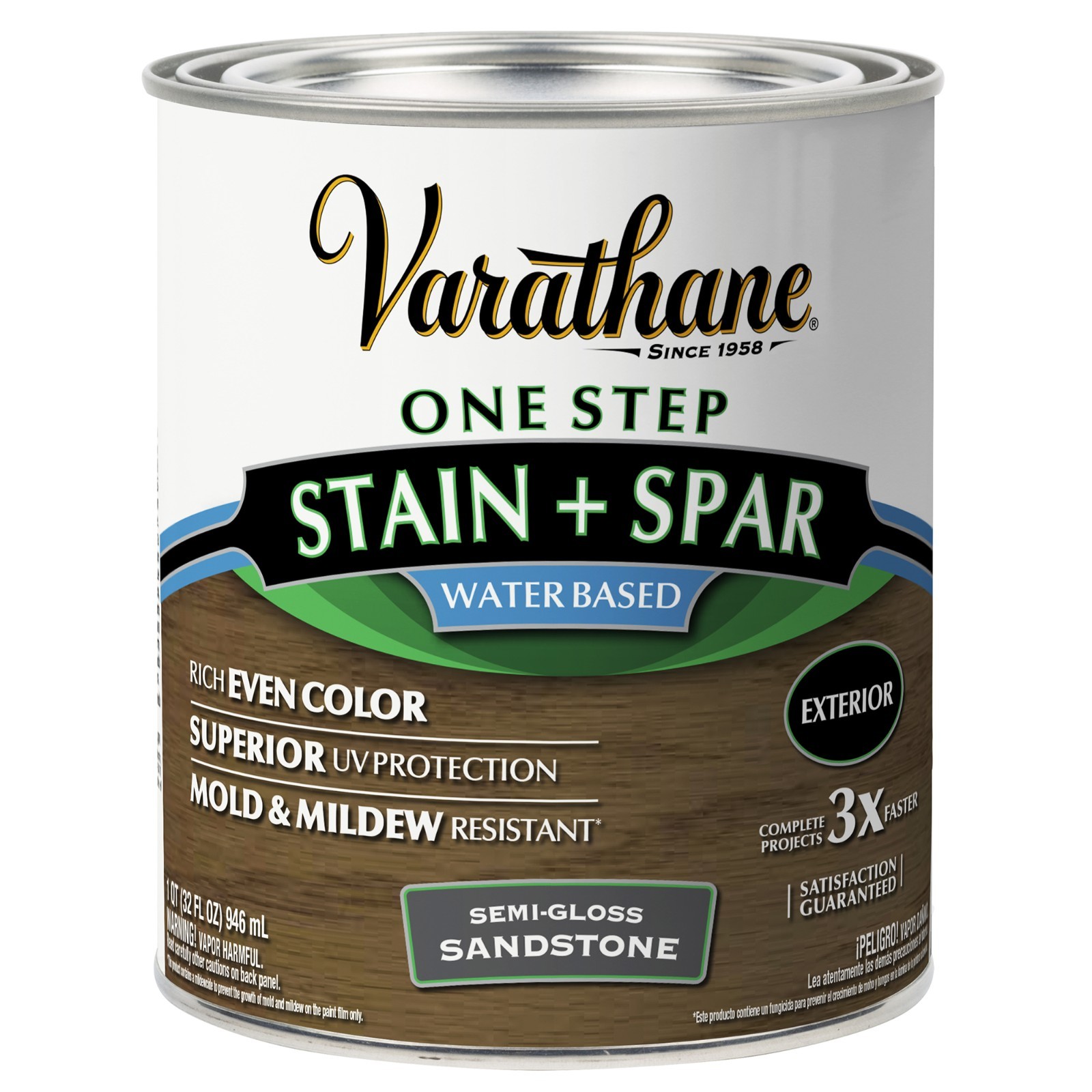 Varathane 388143 Semi-Gloss Water-Based Exterior Spar Urethane Sandstone quart