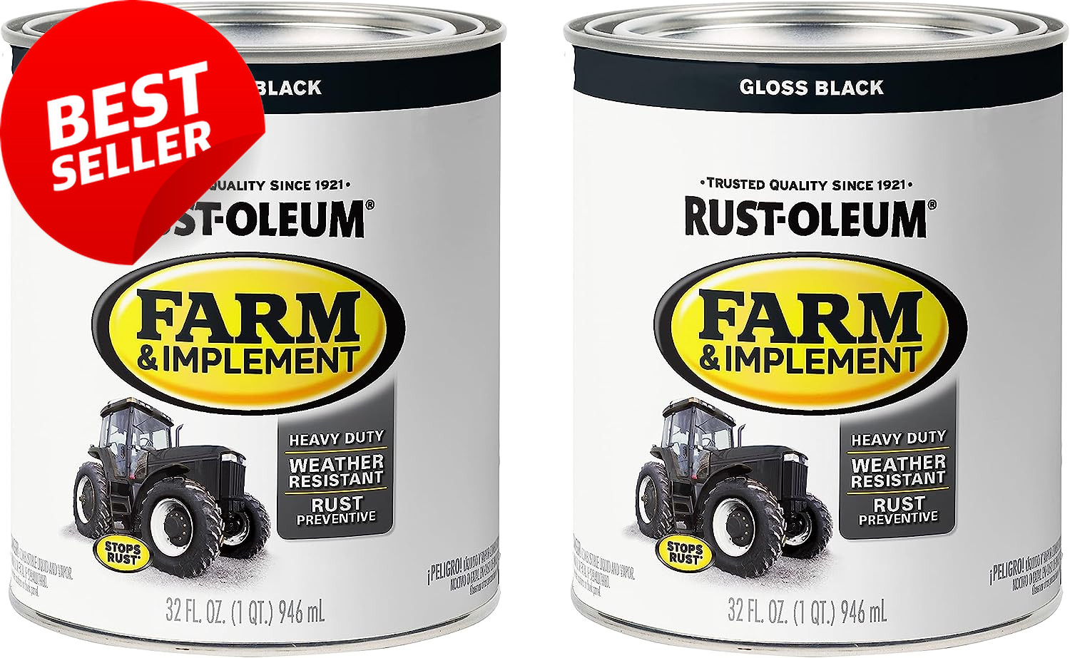 Farm & Implement Enamel Paint 1 Quart 2-Pack Gloss Black 0.25 Gallon 280104