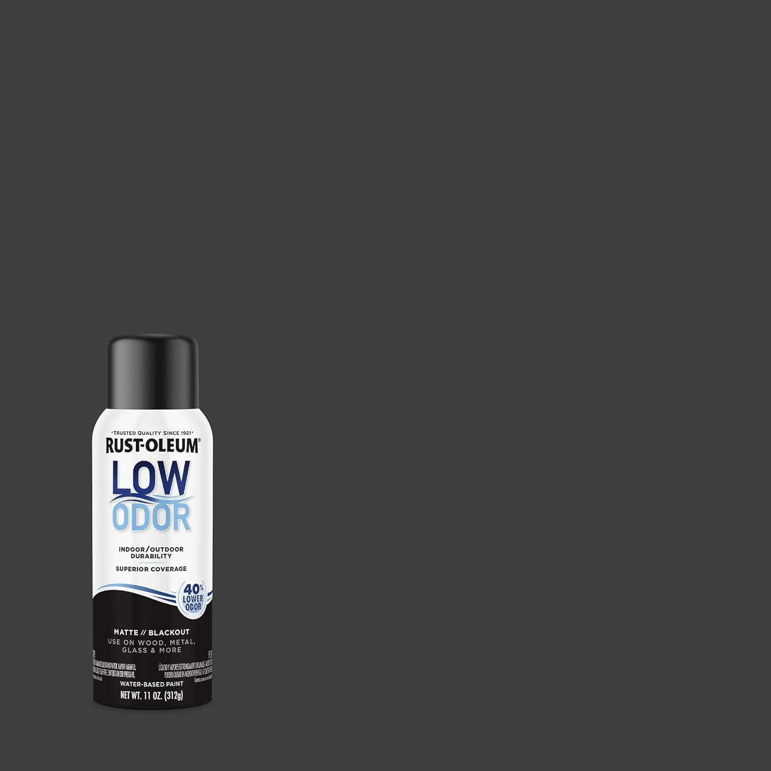 Rust-Oleum Low Odor Premium Spray Paint, 11 Oz, Matte Blackout, 2 Pack