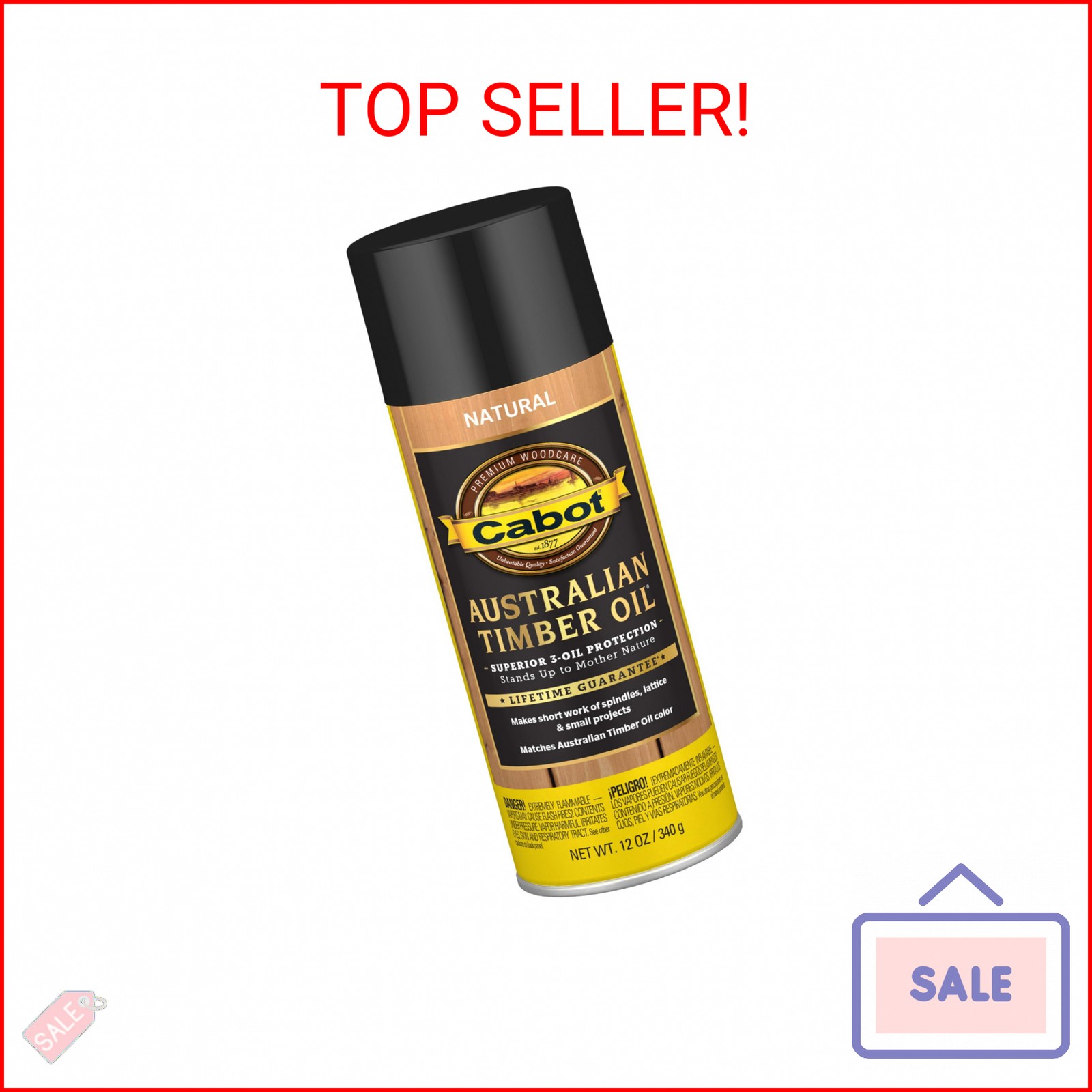 Cabot Australian Timber Oil Wood Stain and Protector, Natural, 12 oz Aerosol Can