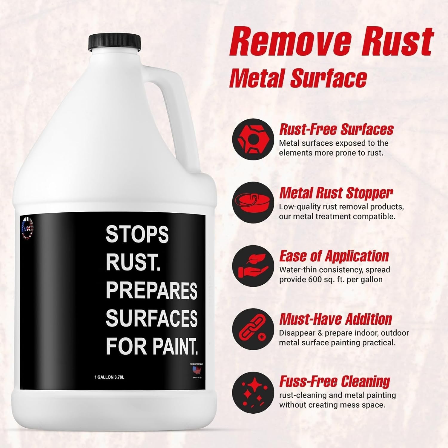 Rust remover for metal tools and surfaces- rust dissolver reusable -1 gallon