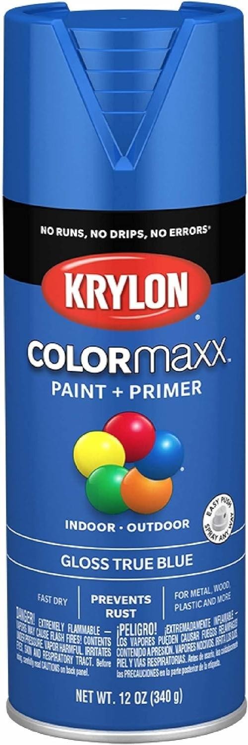 Krylon Colormaxx True Blue Gloss Spray Paint 12 Oz Fast Dry Indoor Outdoor Use