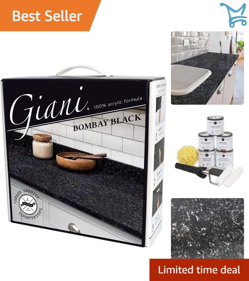 Granite Countertop Paint Kit Acrylic Indoor Surface Cover 35 sq ft Bombay Black