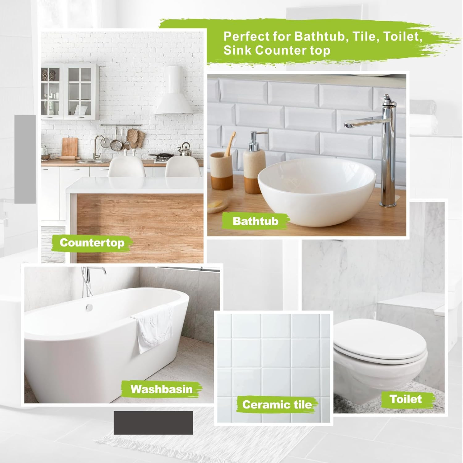 17Oz White Tub and Tile Paint, Tub and Tile Refinishing Kit with 8 Tools, Semi-G