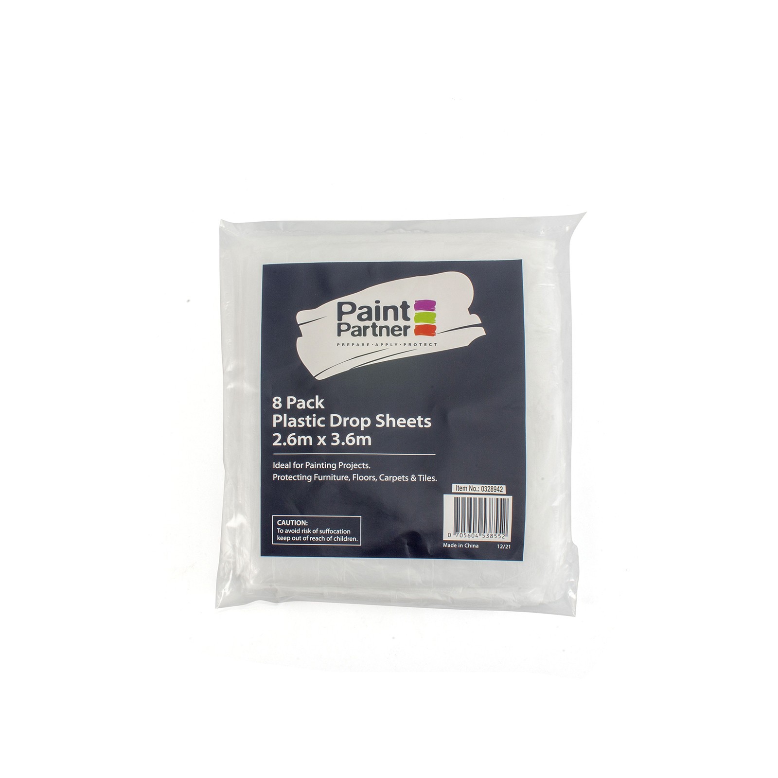Paint Partner 2.6 x 3.6m Clear Plastic Drop Sheet – 8 Pack