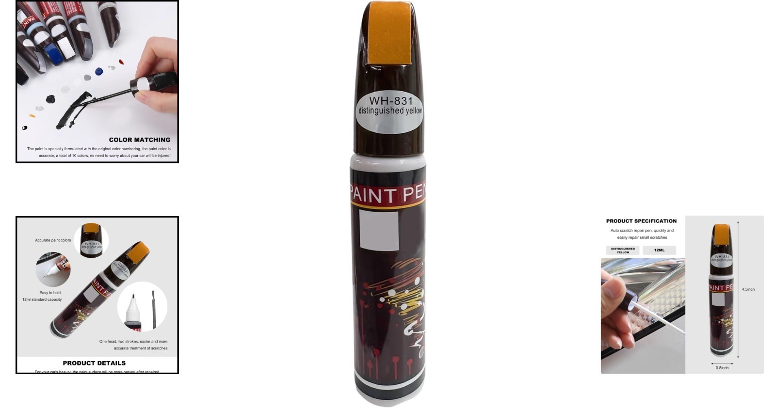Durable Yellow Car Touch-Up Paint Pen – Ultimate Solution for Vehicle Scratches