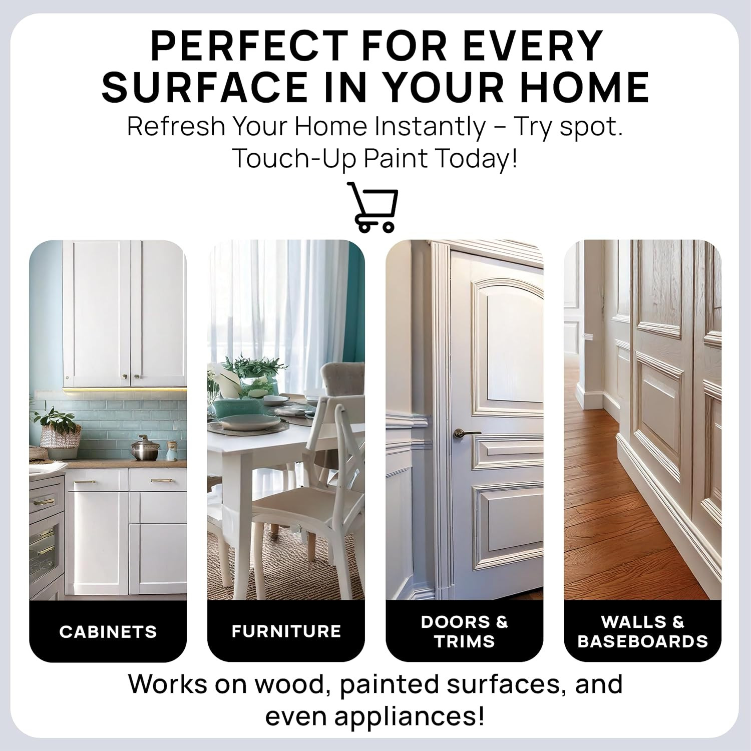 Touch-Up Paint | Matte Finish for Cabinets, Walls, Doors & Furniture | Multi-Ton