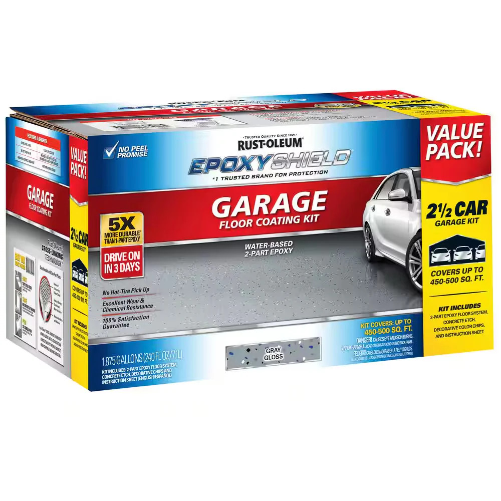 High-Gloss Car Garage Floor Kit 240 Oz GRAY Waterproofing Sealer Epoxy Paste NEW
