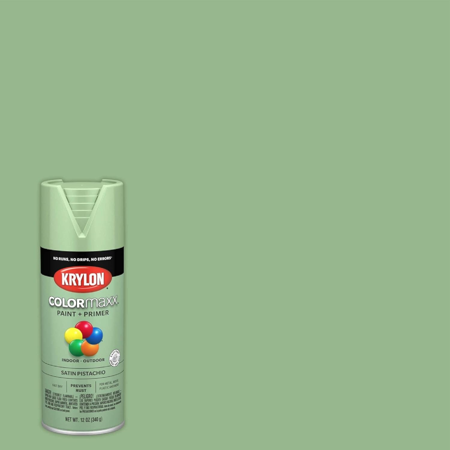Krylon COLORmaxx K05575007 Spray Paint & Primer Satin Pistachio 12 oz