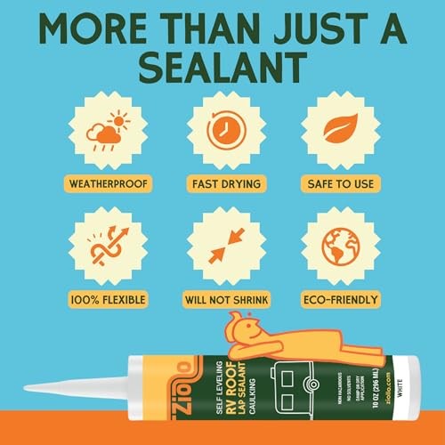 RV Roof Lap Sealant – Self-Leveling EPDM Caulk for Rubber 4 – 10 oz Tube White