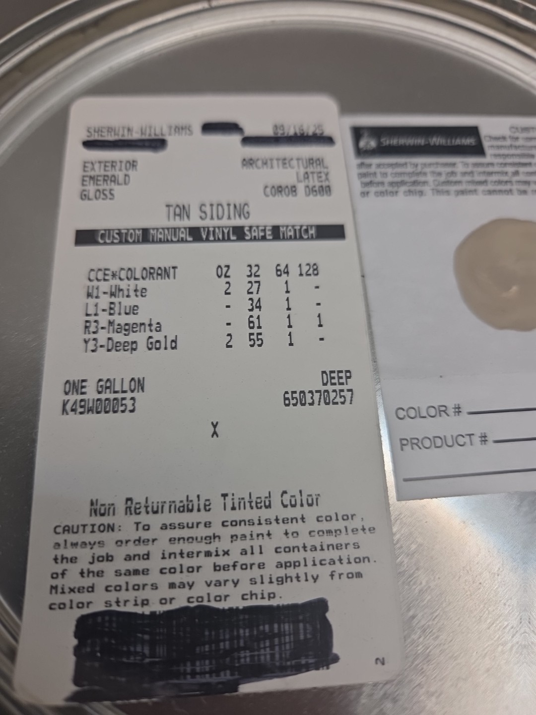 1 Gallon Sherwin Williams Emerald Exterior Gloss Color 7508 Tavern Taupe