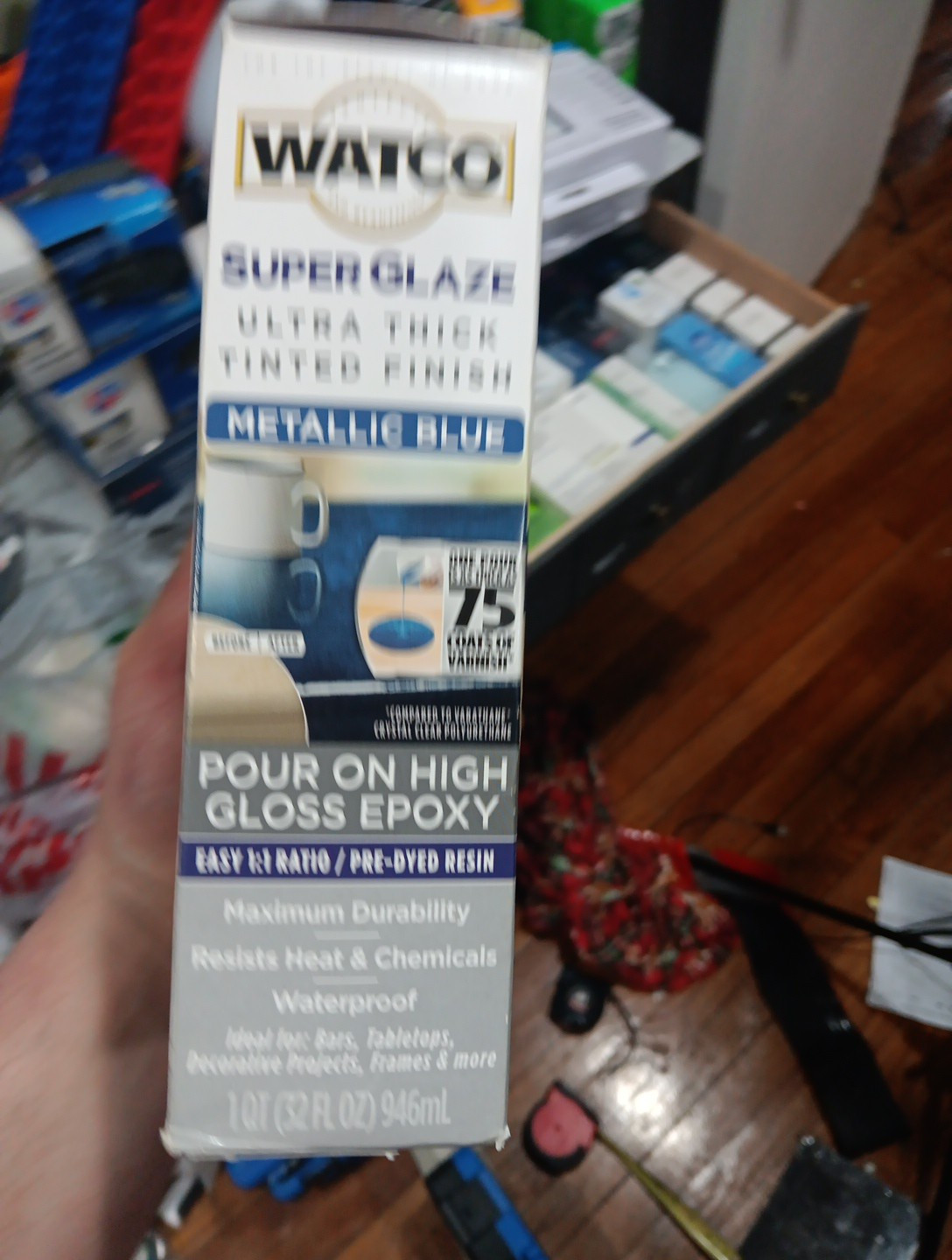 RUST-OLEUM Watco Metallic Blue Super Glaze High Gloss Epoxy 366716 One Quart Kit