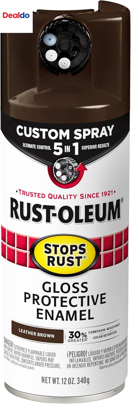 376892 Stops Rust Custom Spray 5-In-1 Spray Paint, 12 Oz, Gloss Leather Brown