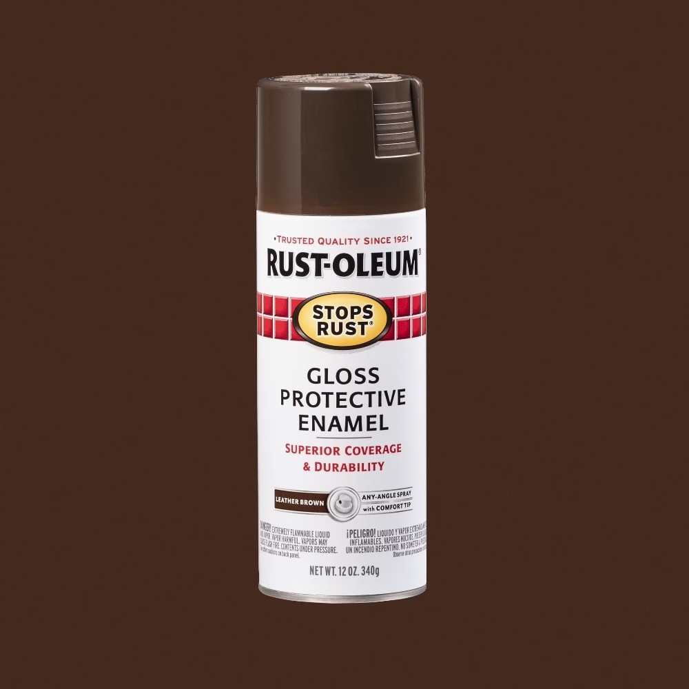 Leather Brown, Stops Rust Protective Enamel Gloss Spray Paint-7775830, 12 oz