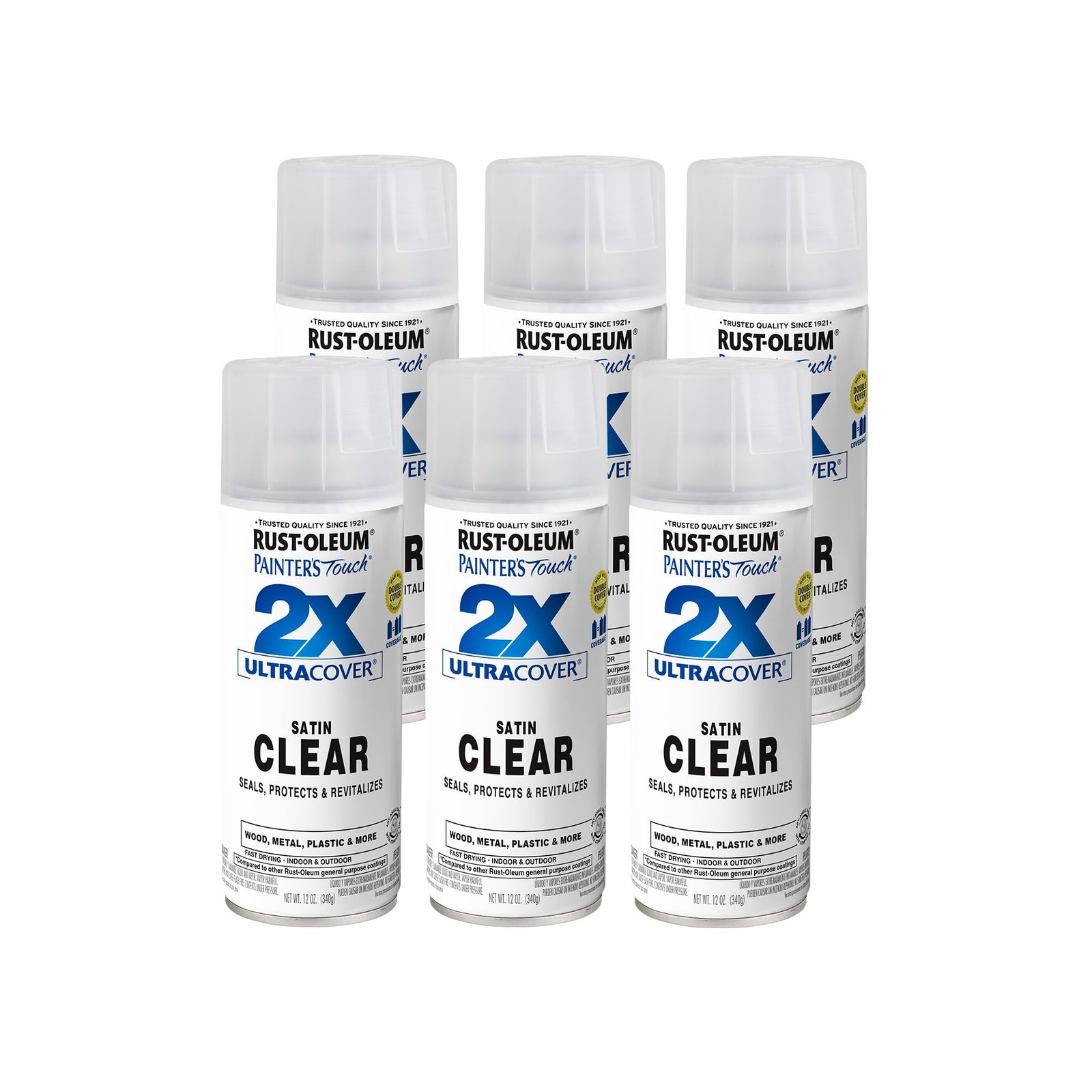 Painter’s Touch 2X Ultra Cover Satin Clear Spray Paint Pack Of 6 12 Ounce