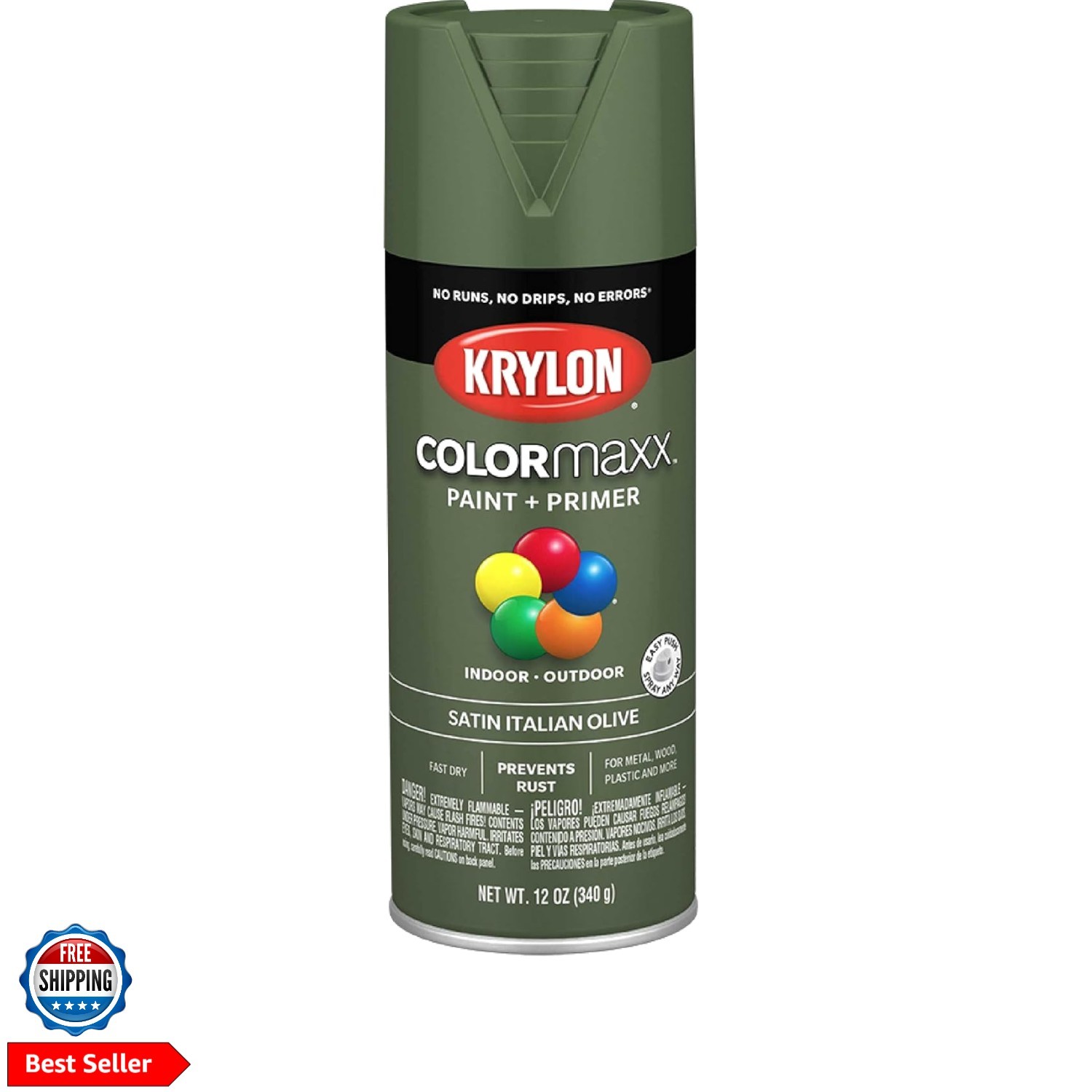 K0007 COLORmaxx Spray Paint and Primer for Indoor/Outdoor Use, Satin Italian …