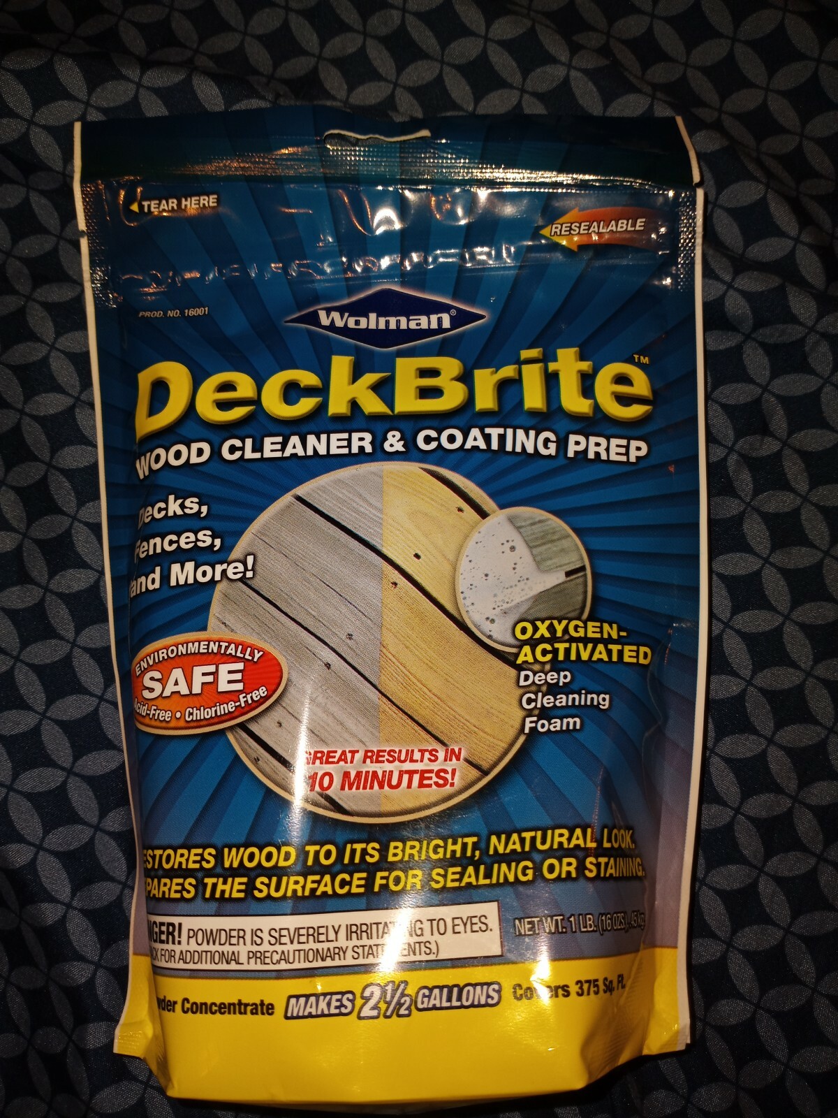 Wolman DeckBrite 1 Lb Wood Cleaner Coating Prep 16001 Restores WoodCovers 375 SF