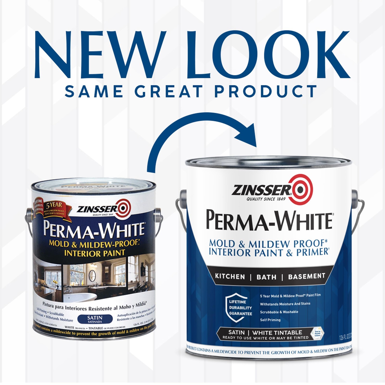 Zinsser 2711-2Pk Perma-White Proof Interior Paint Gallon Satin White 2 Pack