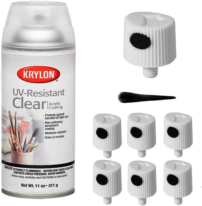 6 Spray Caps for Krylon Gallery Series Clear Coatings, Acrylic, UV-Resistant