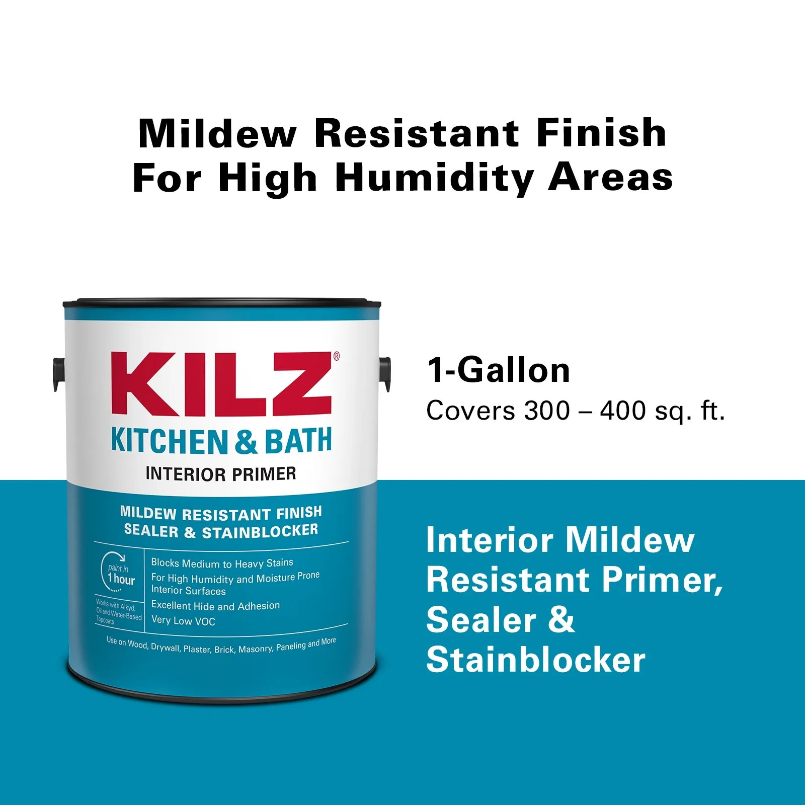 KILZ Kitchen & Bath Primer Water-Based Interior Sealer 1 Gal Mildew Resistant