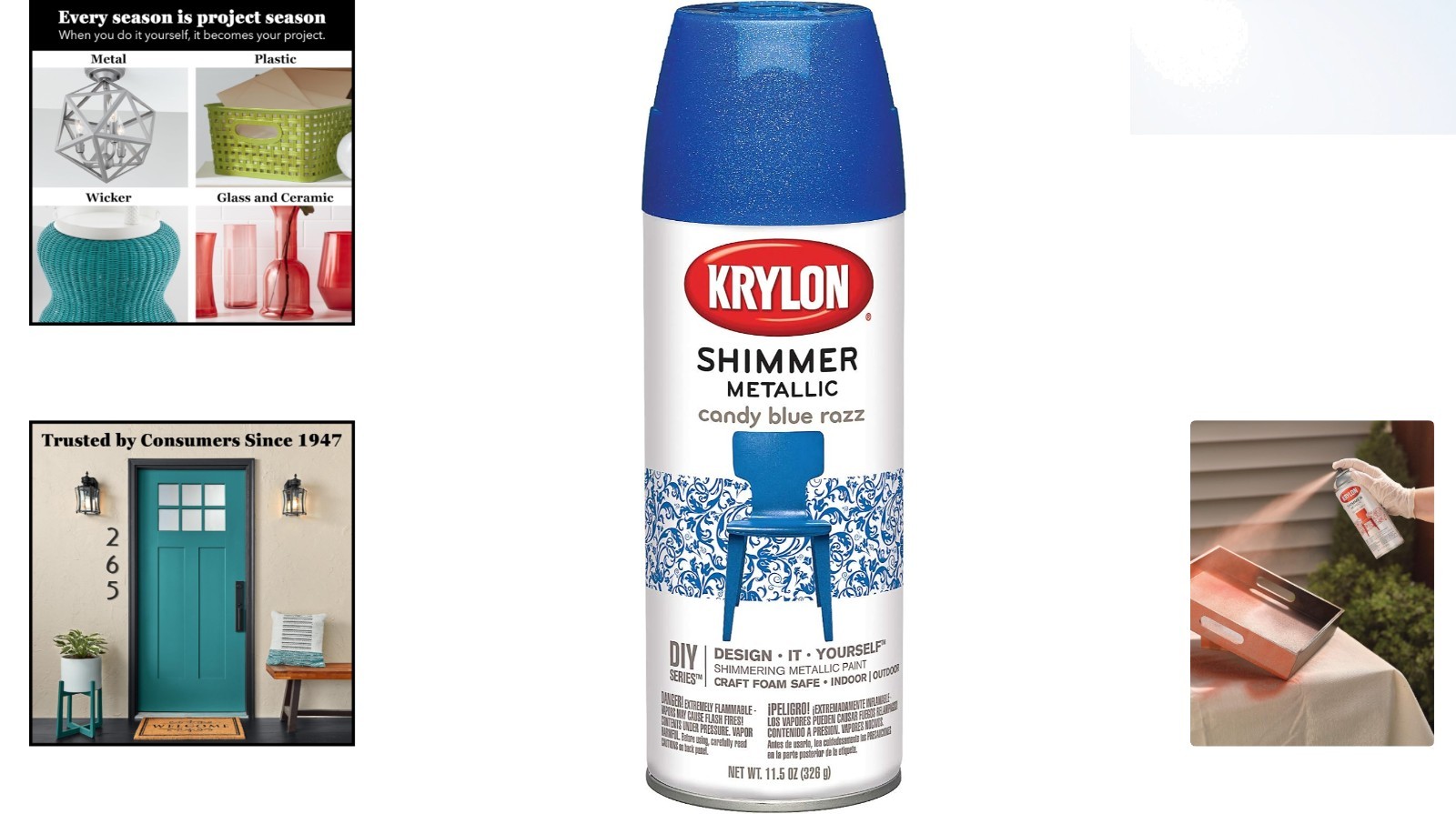 11.5-Ounce Shimmer Metallic Spray Paint in Blue – Ideal for Indoor/Outdoor Use