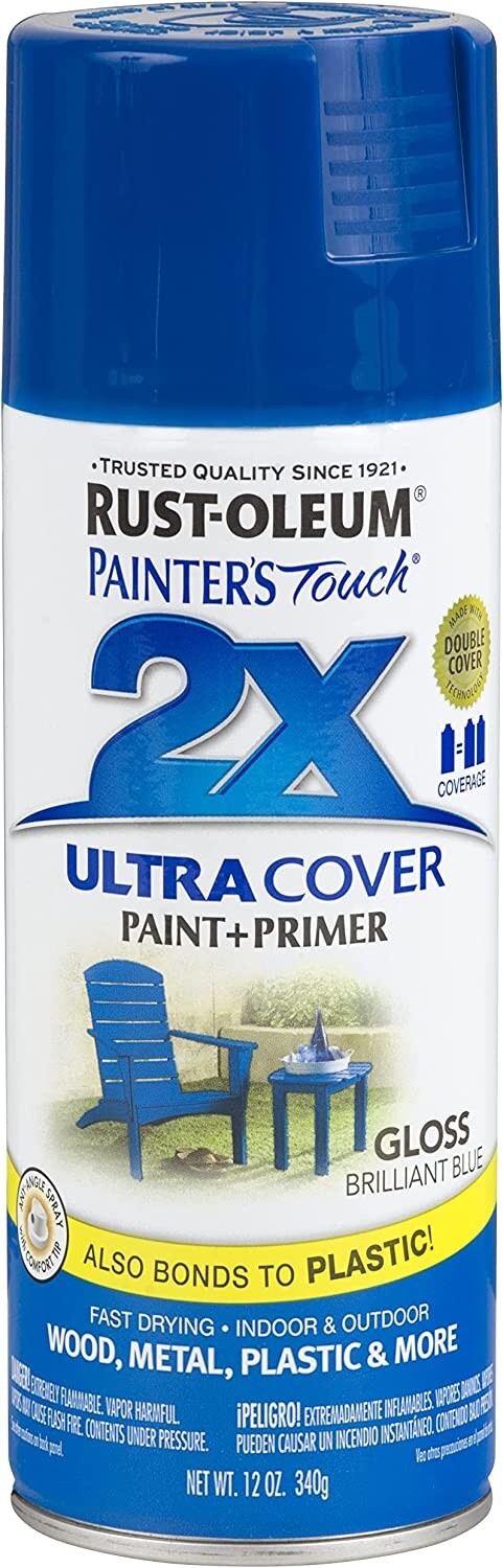 Rust-Oleum 249120 Painter’s Touch 2X Ultra Cover, 12 Ounce Gloss Brilliant Blue