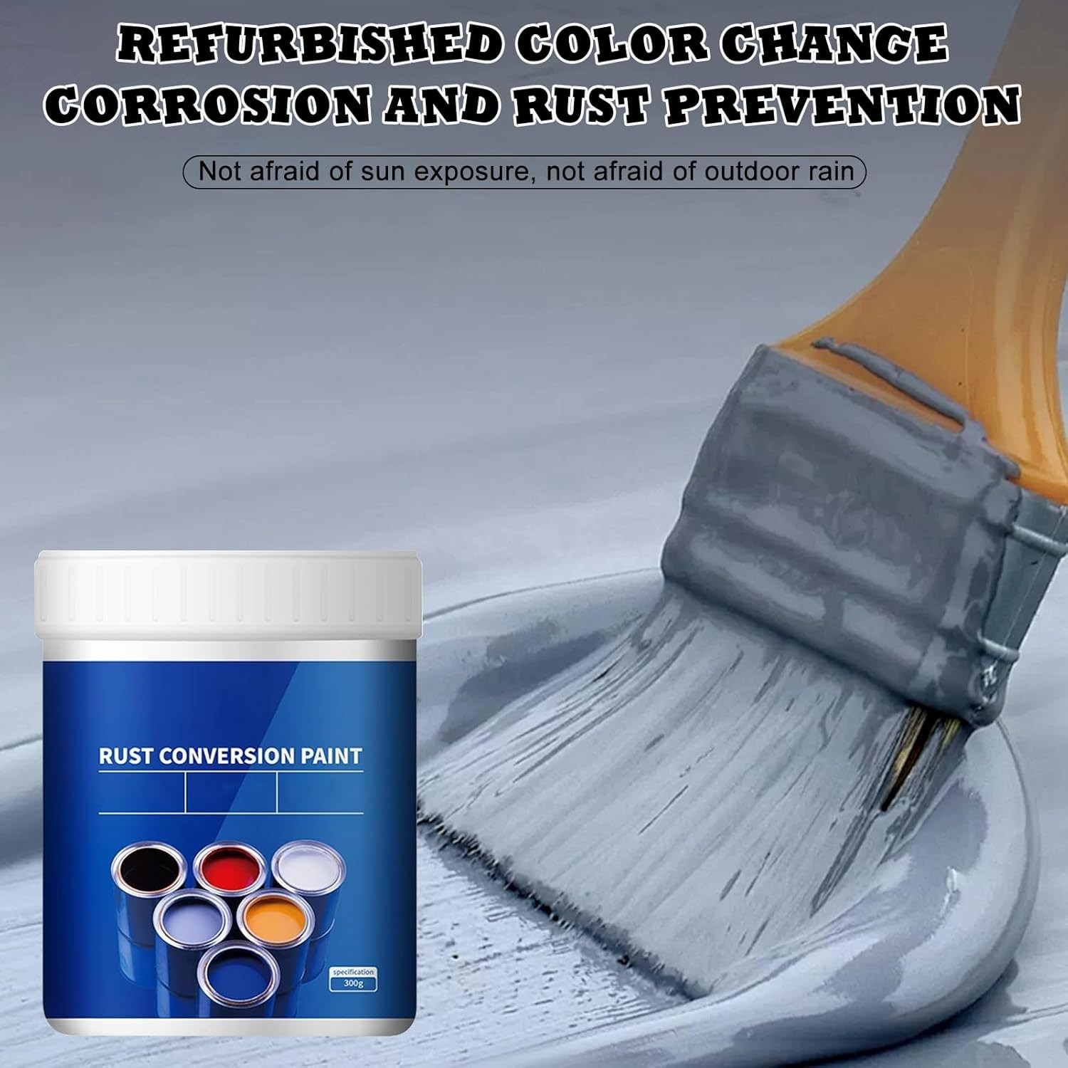 Rust Converter Paint for Metal, Water-Based, 10.7 Oz (Black)
