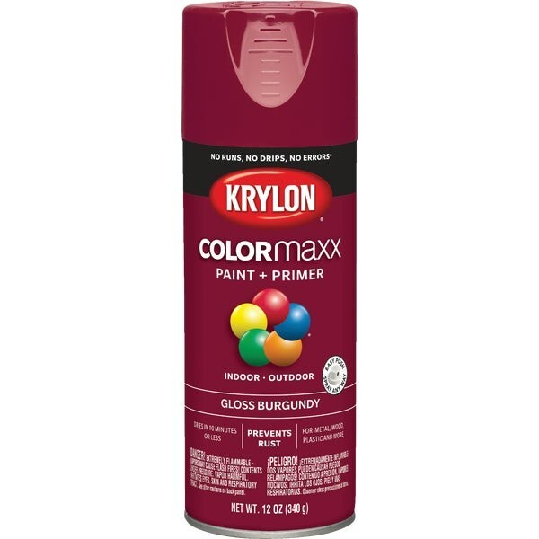 (6)-Krylon ColorMaxx12 Oz. Gloss Spray Paint, Burgundy Model: K05508007