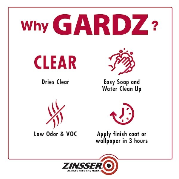 Zinsser 2301 Zinsser Gardz Problem Surface Sealer, Matte, Clear, 1 Gal