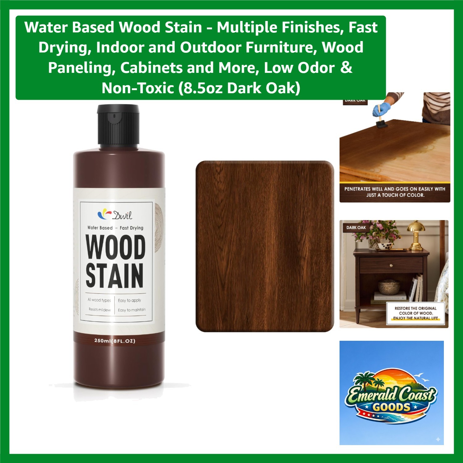 Water Based Wood Stain – Multiple Finishes, Fast Drying, Indoor and Outdoor F…