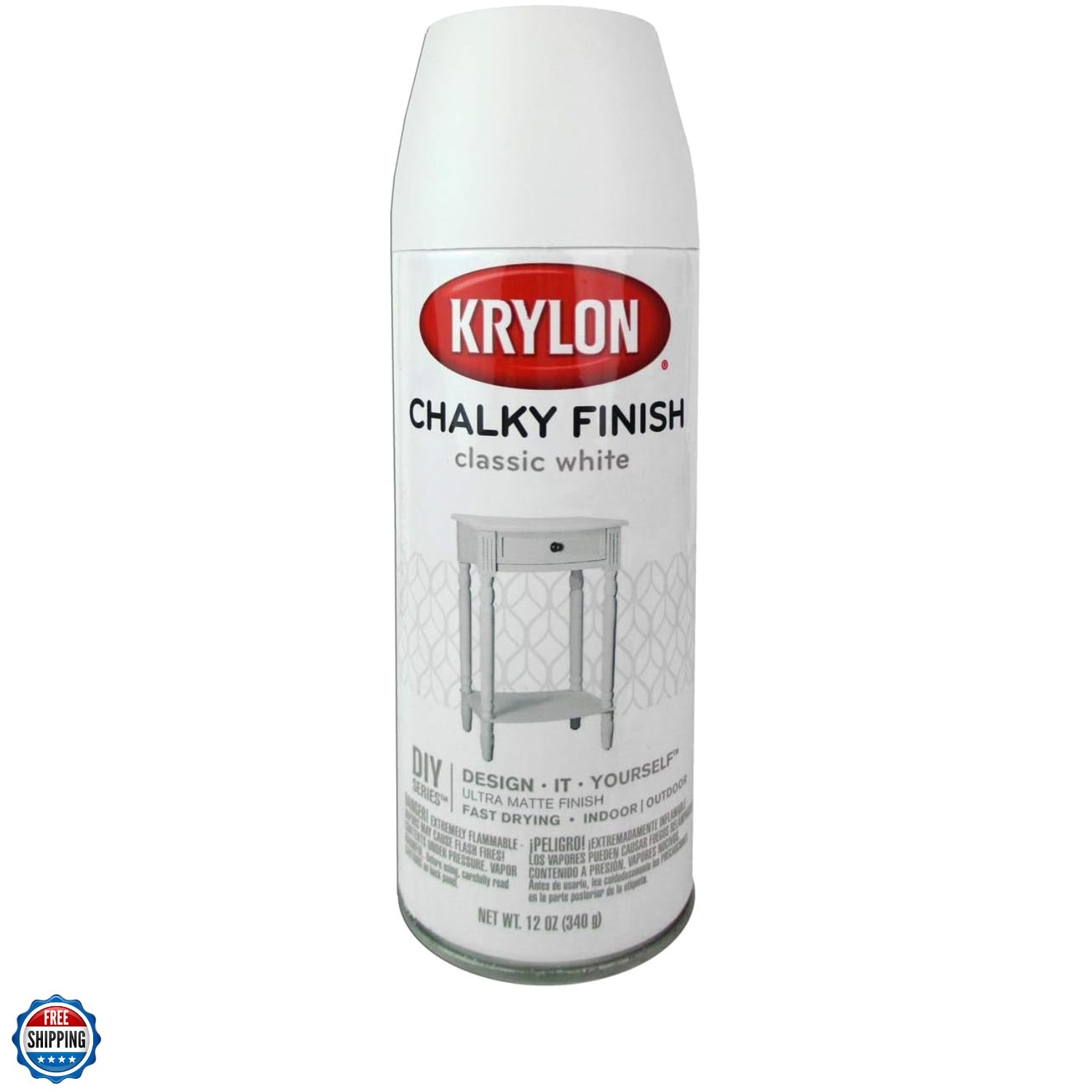 12 Oz Fast-Drying Classic White Spray Paint for Ultra Matte Finish Projects