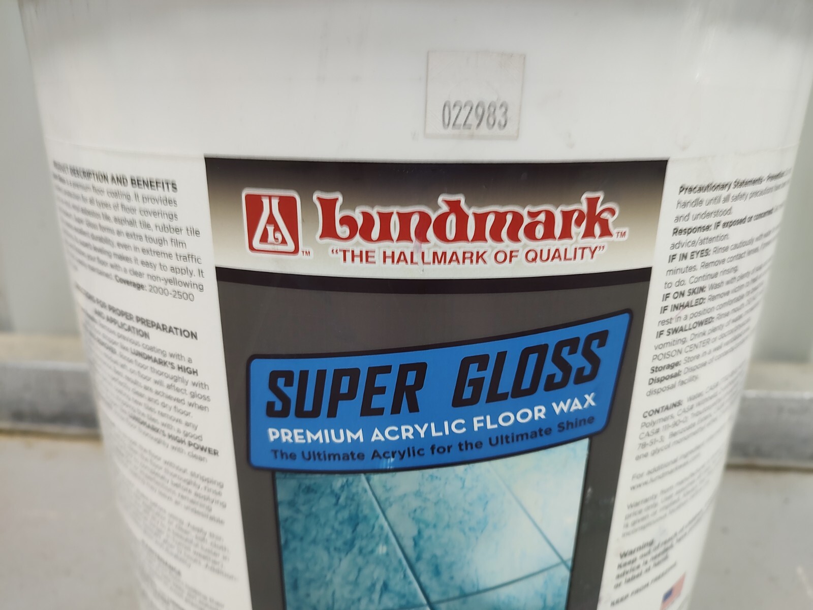 Lundmark Super Gloss Acrylic, Extra Heavy-Duty Hard Finish Floor Wax, 5-Gallon