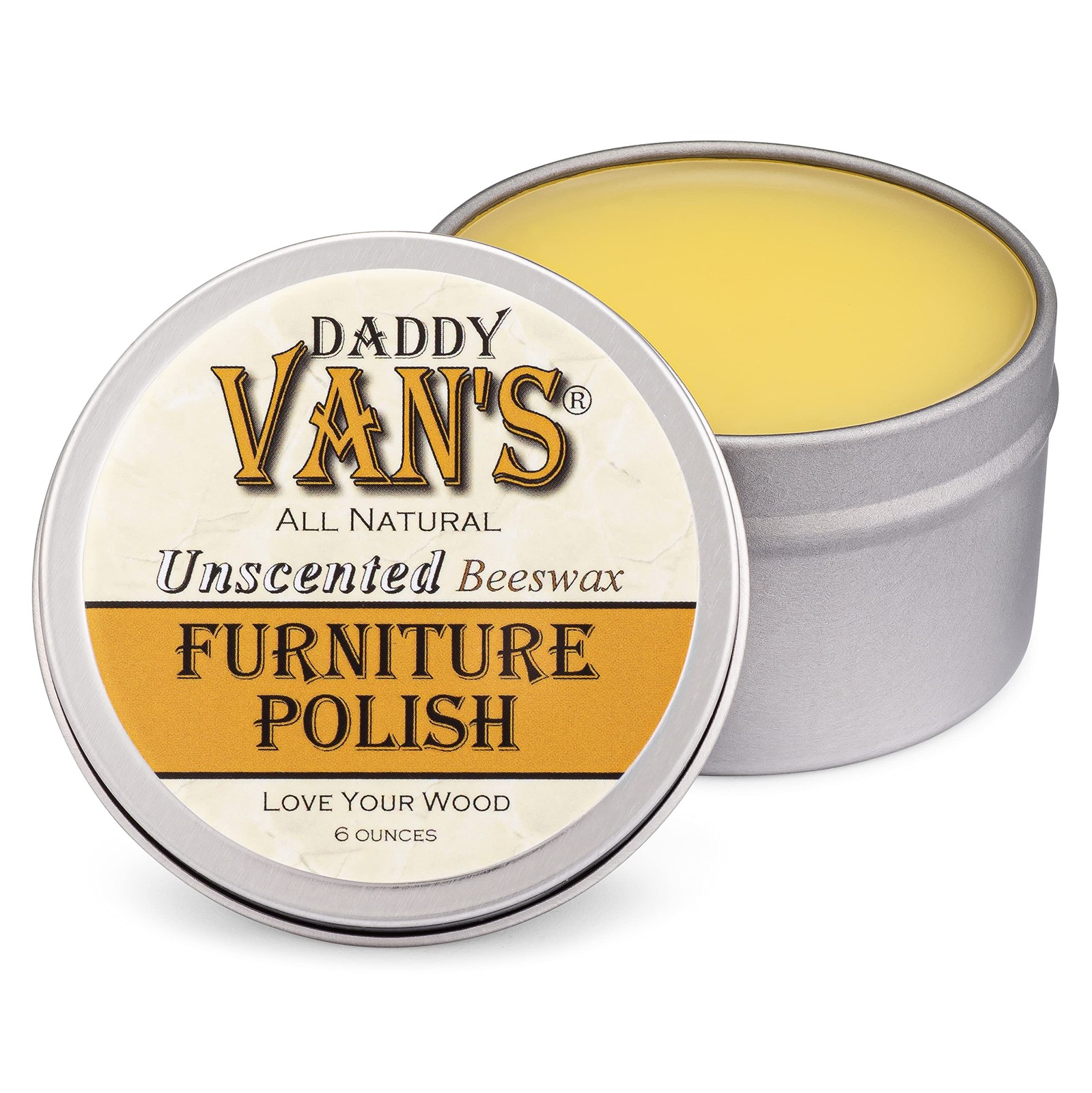 Daddy Van’s All Natural Beeswax Furniture Polish – 6 Ounce (Pack of 1), Clear