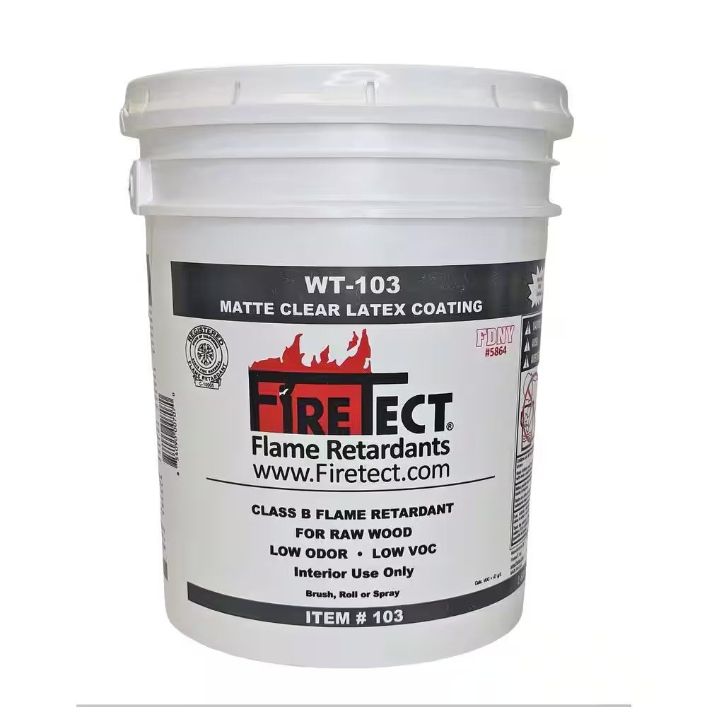 WT-103 5 Gal. Clear Matte Latex Interior Intumescent Fireproofing Flame Retardan